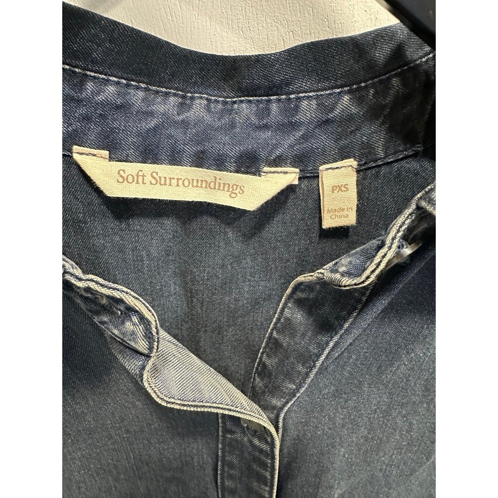 Soft Surroundings Je Veux Denim Blue Midi Shirtdress Button Down Small petite - Picture 2 of 3